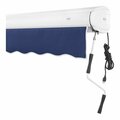 Awntech Key West 12' Navy Heavy-Duty Right Motor Retractable Patio Awning with Protective Hood 237FCR12N